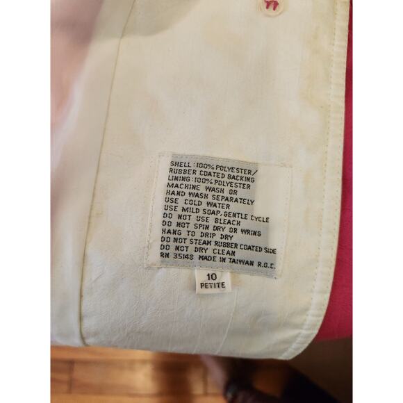 Vtg Misty Harbor Pink Hooded Rain Coat Jacket Full Length - 10 Petite - Picture 6 of 11